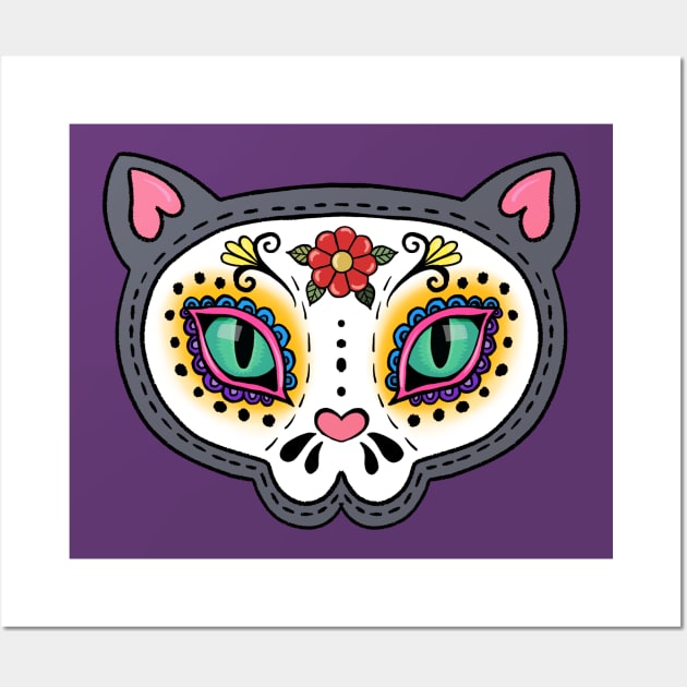 Dia De Los Gatos Sugar Kitty Wall Art by LittleBunnySunshine